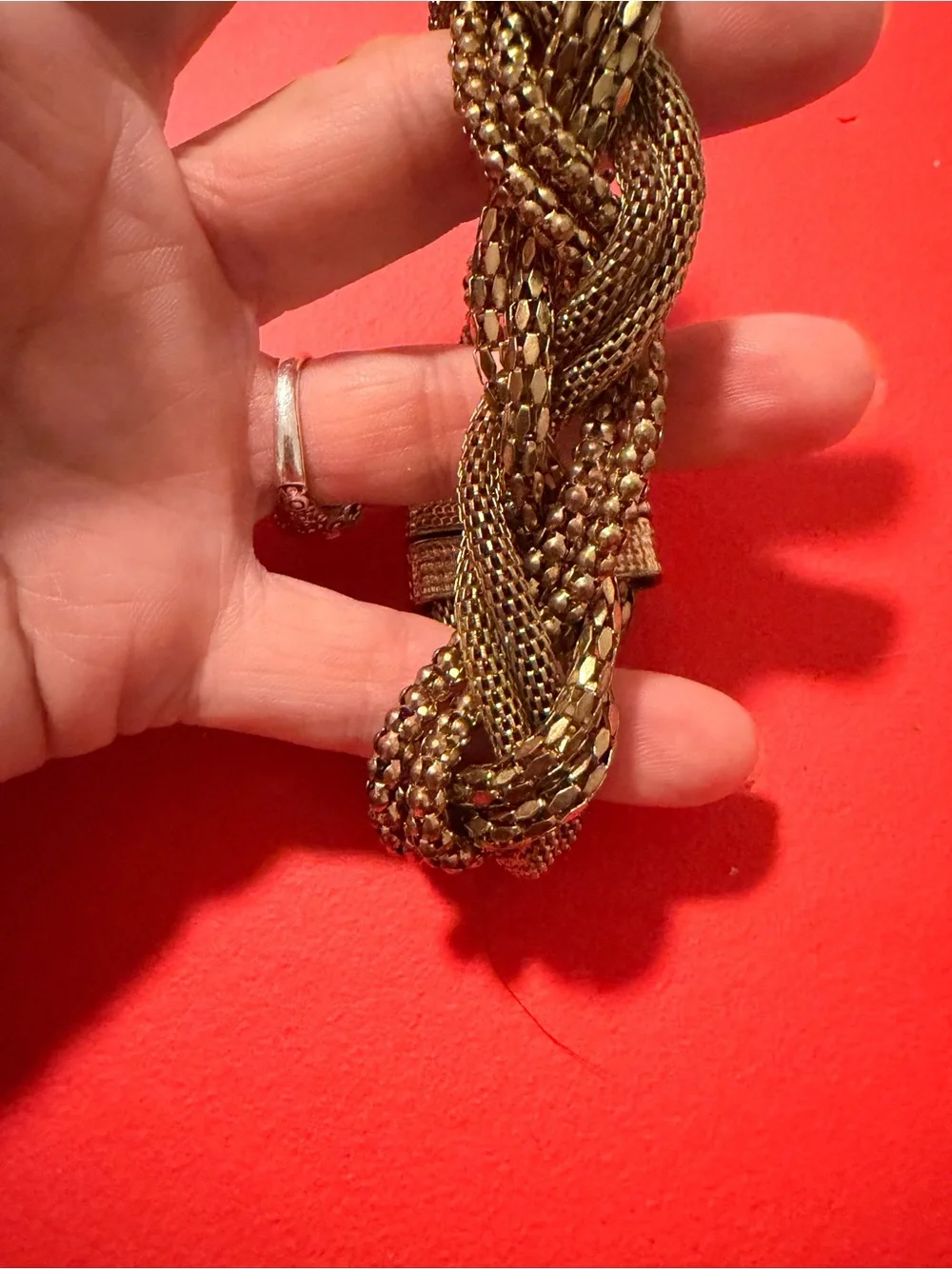 Braided Metal-Link Bracelet in Gold Tone for Women